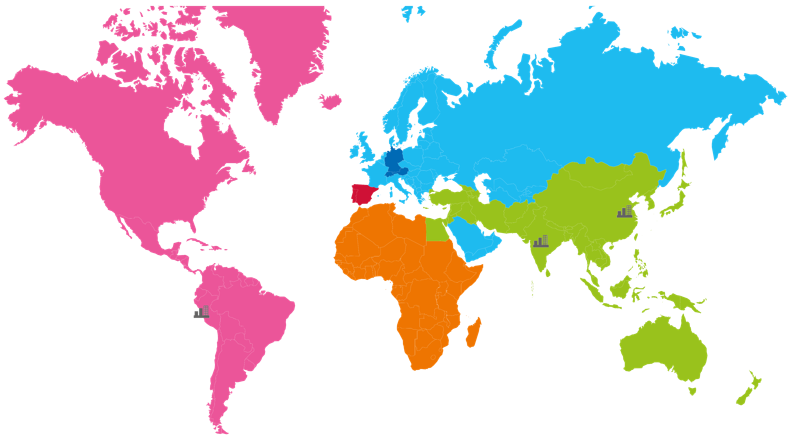 carte du monde commerciaux export de couleurs